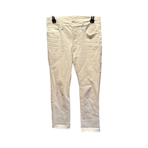 Good American Good Straight High Waist Raw Hem Straight Leg Jeans in White 4/27 - Picture 1 of 7